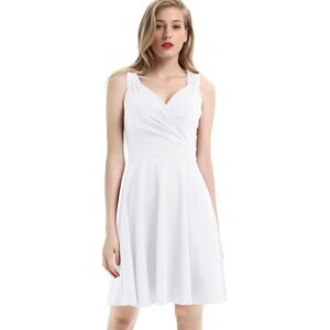 Grace Karin White Sleeveless Knee Length Dress